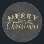 Chalkboard Sticker Gold Merry Christmas<br><div class="desc">Chalkboard Sticker with Gold Merry Christmas</div>