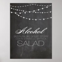 Chalkboard string lights Alcohol because wedding