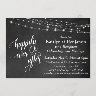 Chalkboard String Lights Happily Ever After Invitation