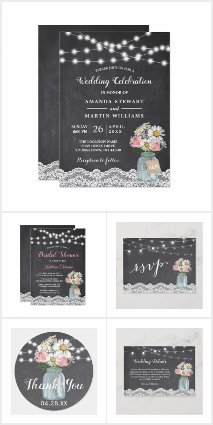 Chalkboard String Lights Mason Jar Floral Suite