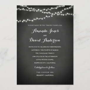 Chalkboard String Lights Wedding Invitation