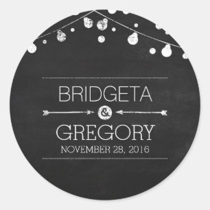 chalkboard string lights wedding stickers