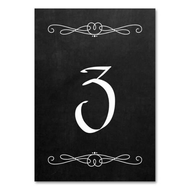 Chalkboard Style 3.5" x 5" #3 Table Number (Front)