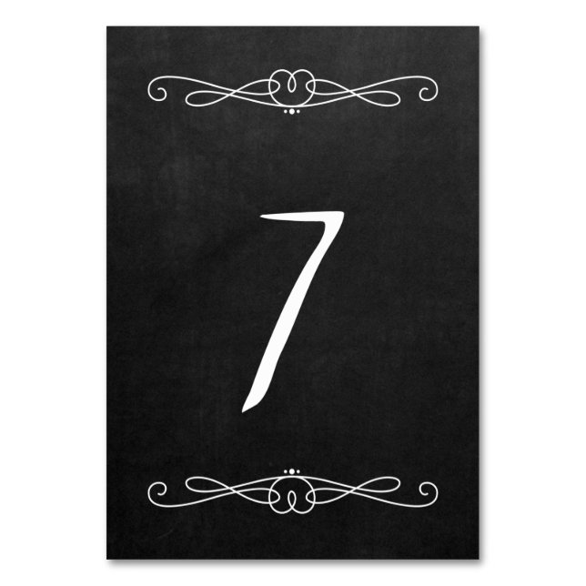 Chalkboard Style 3.5" x 5" #7 Table Number (Front)