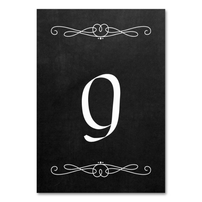 Chalkboard Style 3.5" x 5" #9 Table Number (Front)