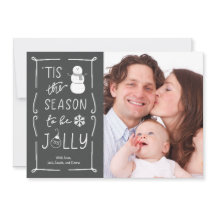 Chalkboard Style Be Jolly Snowman Christmas Card