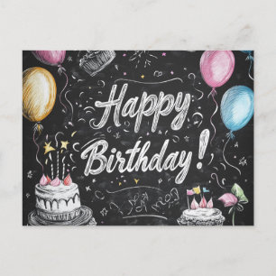 Chalkboard style birthday design postcard