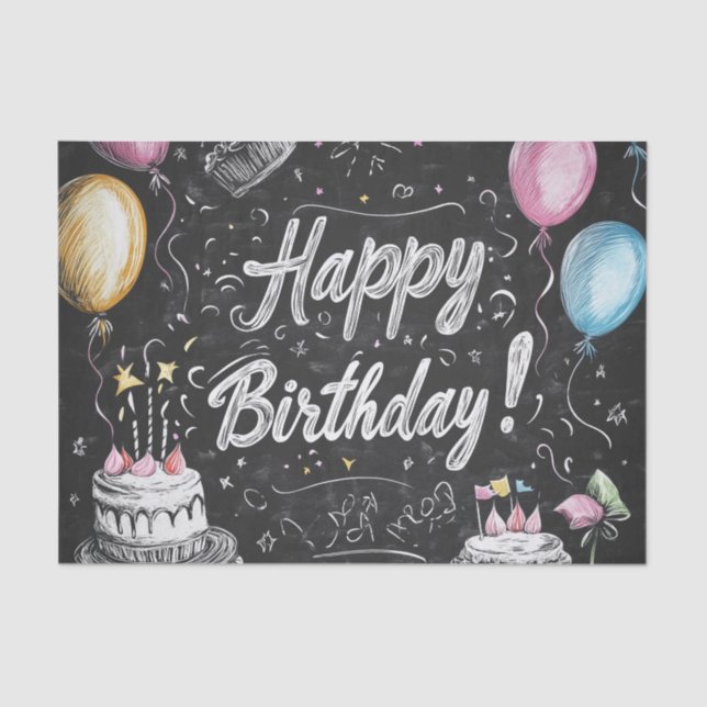 Chalkboard style birthday design  tissue paper (Front)