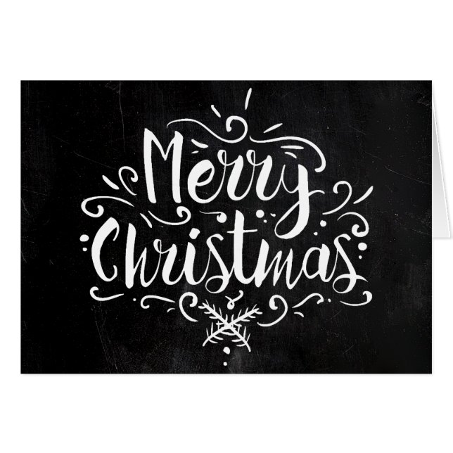 Chalkboard Style Christmas Card - Black/White (Front Horizontal)