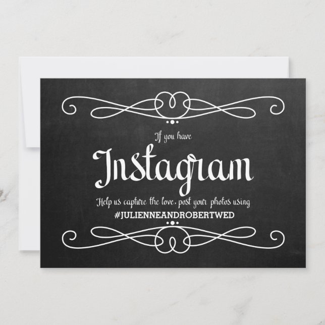 Chalkboard Style "Instagram Hashtag" Wedding Sign (Front)