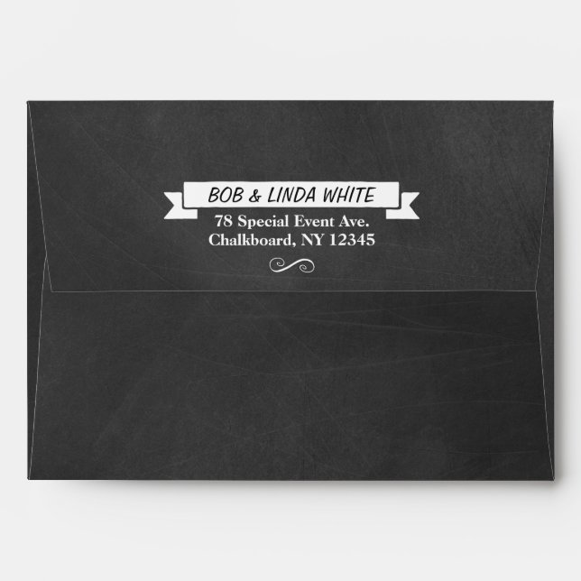 Chalkboard Style Modern Vintage Wedding Envelopes (Back (Top Flap))