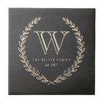 Chalkboard Style Monogram Tile<br><div class="desc">Back and ivory chalkboard style monogram design by Shelby Allison.</div>