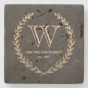 Chalkboard Style Monogram Tile Stone Coaster