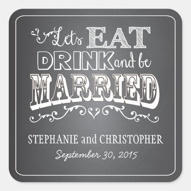 Chalkboard Style Personalized Favour Stickers (Front)