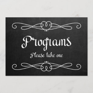 Chalkboard Style "Programs" Wedding Sign Invitation