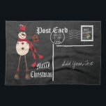 Chalkboard Style Red Snowman Postcard Design Kitchen Towel<br><div class="desc">Christmas Towel - Chalkboard Style Red Snowman Postcard Design. ( Collect all three snowman colours - blue, red, and green) With just a few simple words, tell someone special how important they are to you with this adorable Design ready for you to personalize. An added addition to spruce up your...</div>