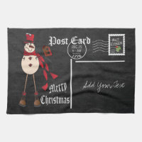 Chalkboard Style Red Snowman Postcard Design