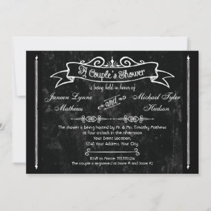 Chalkboard Style Rustic Swirl Couples Shower Card