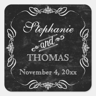 Chalkboard Style Rustic Swirl Favour Gift Tag Seal