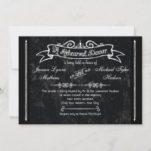 Chalkboard Style Rustic Swirl Rehearsal Dinner Invitation