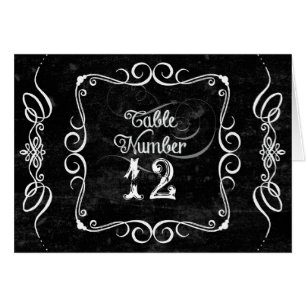 Chalkboard Style Rustic Swirl Table Number Cards