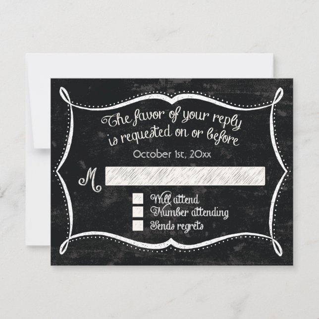 Chalkboard Style Rustic Swirl Typographic Invites (Front)