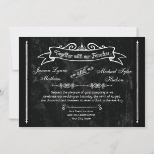 Chalkboard Style Rustic Swirl Typographic Invites