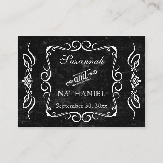 Chalkboard Style Rustique Swirl Cartes de Registre (Devant)