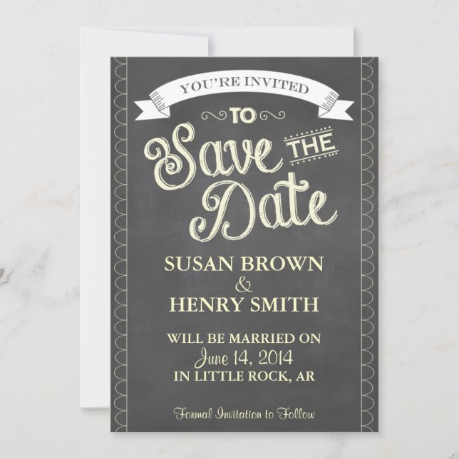 Chalkboard Style SAVE the DATE (Front)