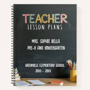 Chalkboard-Style Teacher Lesson Planner Notebook