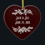 Chalkboard Style WEDDING Gift Ceramic Ornament<br><div class="desc">Chalkboard-style designs are all the range! These white designs on deep, jewel-tone backgrounds, reminiscent of the chalkboard menus outside your favourite bistro, offer contemporary elegance blended with vintage charm. It's easy to customize the text with your special wedding names and dates. Then, complement your wedding palette by choosing your favourite...</div>