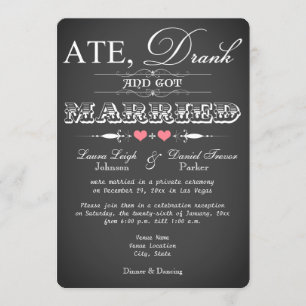 Chalkboard Style Wedding Reception Only Invite