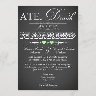 Chalkboard Style Wedding Reception Only Invite