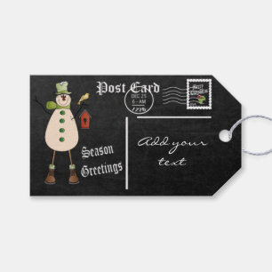 Chalkboard Styled Snowman Postcard   Christmas Gift Tags