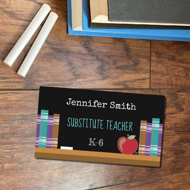 Chalkboard Substitute Teacher Business Cards (Creator Uploaded)