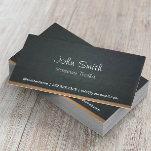 Chalkboard Substitute Teacher Simple Business Card