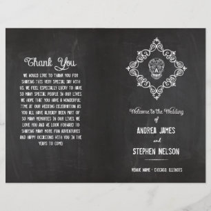 Chalkboard Sugar Skull Flourish Wedding Programmes