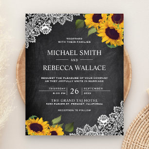 Chalkboard Sunflower Budget Wedding Invitation