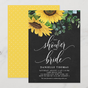 Chalkboard Sunflowers and Eucalyptus Bridal Shower Invitation