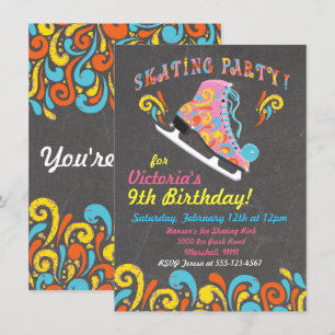 Chalkboard Super patin à glace Invitations