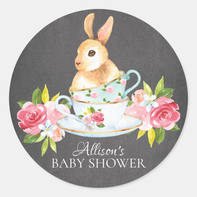 Chalkboard Sweet Bunny Baby Tea Party Sticker (Devant)