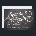 Chalkboard Swirl Season's Greetings Flat Card<br><div class="desc">Slate gray chalkboard with erased effect,  and white swirly text with "Season's Greetings",   Reminiscent of the classroom blackboard with a touch of class and elegant style.</div>
