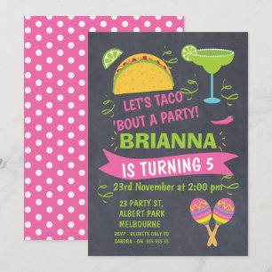 Chalkboard Taco Fiesta Invitation Anniversaire