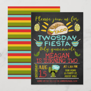Chalkboard Taco Twosday 2nd Birthday Invitation