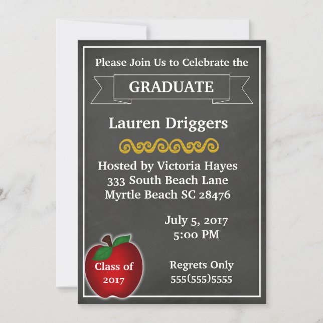 Chalkboard Teacher Graduation Invitation (Front)