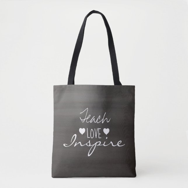 Chalkboard Teacher Inspirational Quote Typography Tote Bag (Front)