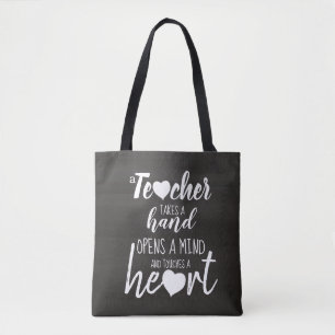 Chalkboard Teacher Inspirational Quote Typography Tote Bag