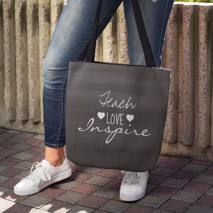 Chalkboard Teacher Inspirational Quote Typography Tote Bag