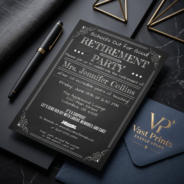 Chalkboard Teacher Retirement Party Invitation (Chalkboard Teacher Retirement Party Invitation
)