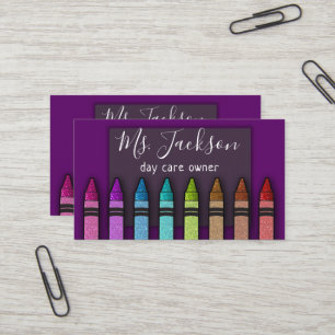 Chalkboard Teacher's Name Rainbow Glitter Crayons  Business Card
